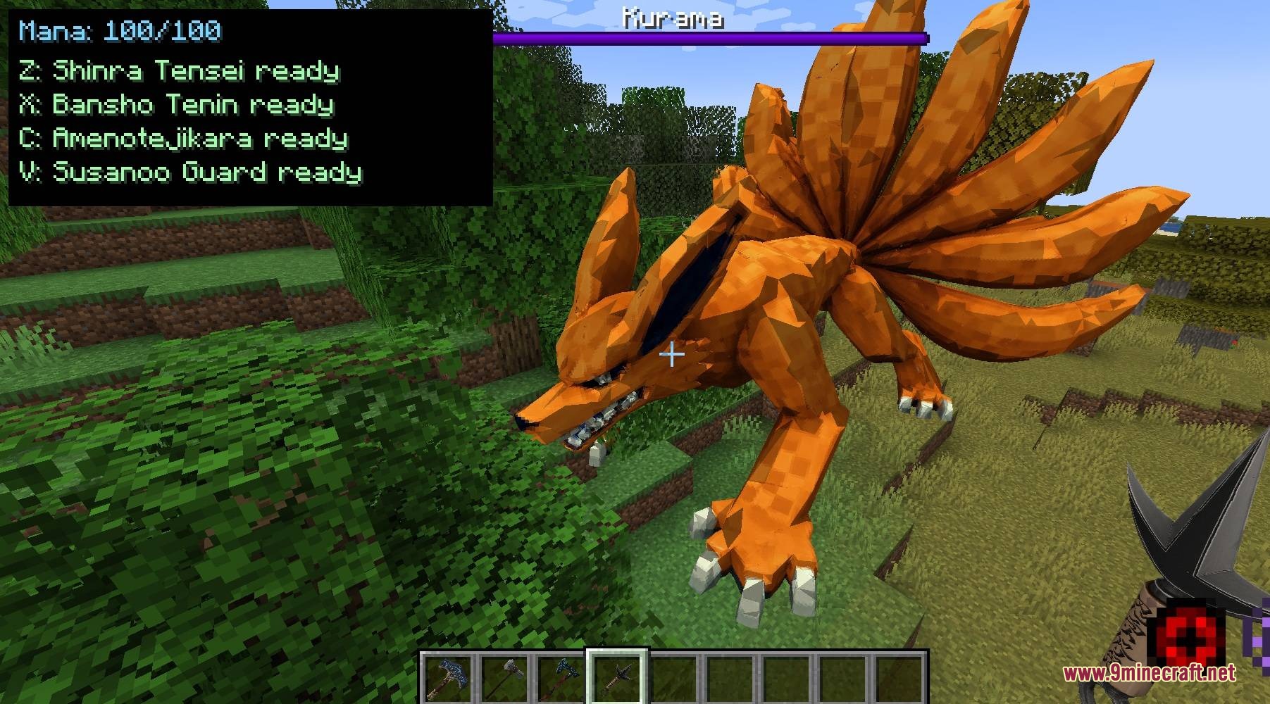 Fantasy DNA Mod Screenshot 5 Giant orange nine tailed fox standing in a lush green forest biome