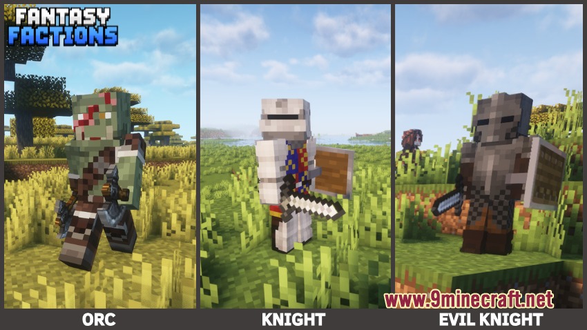 Fantasy Knights & Factions Mod Screenshot 1 Fantasy Factions mod showcasing Orc Knight and Evil Knight character models