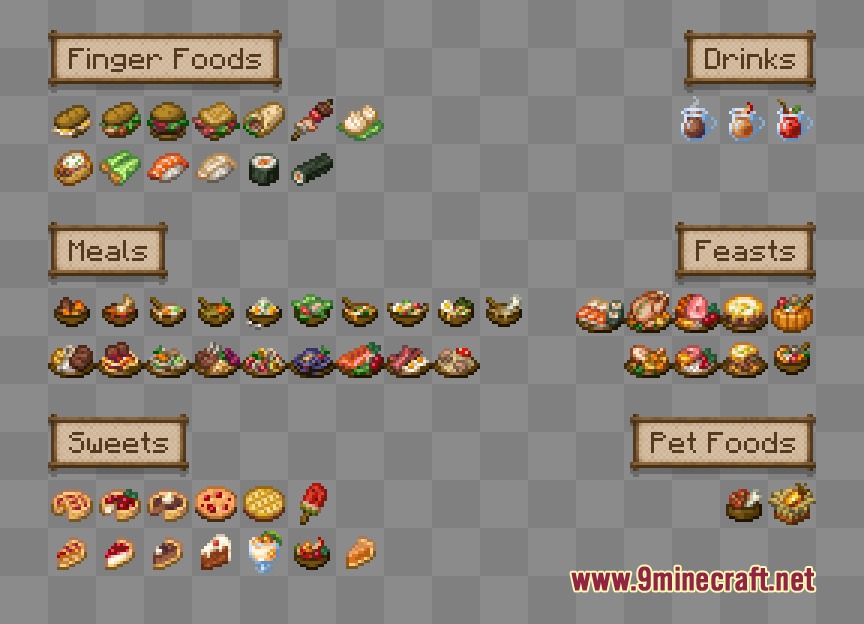 New food items and recipes introduced in the Farmers Delight Legacy Mod