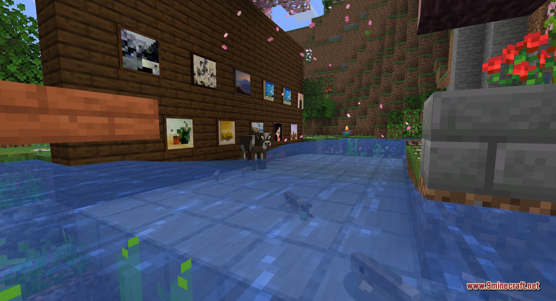 Fast Paintings 9minecraft Mod Screenshot 10 Fast Paintings mod allows placing artwork flush against a wooden wall near water
