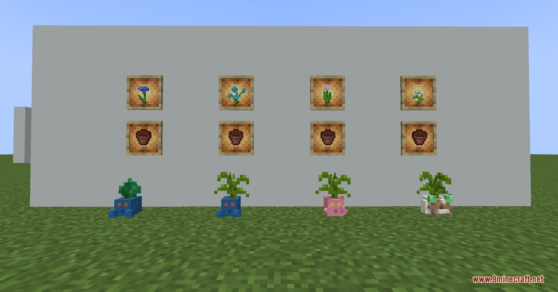 Fay's Plants Mod Screenshot 2 Item frames showing recipes for crafting different types of decorative flower pots