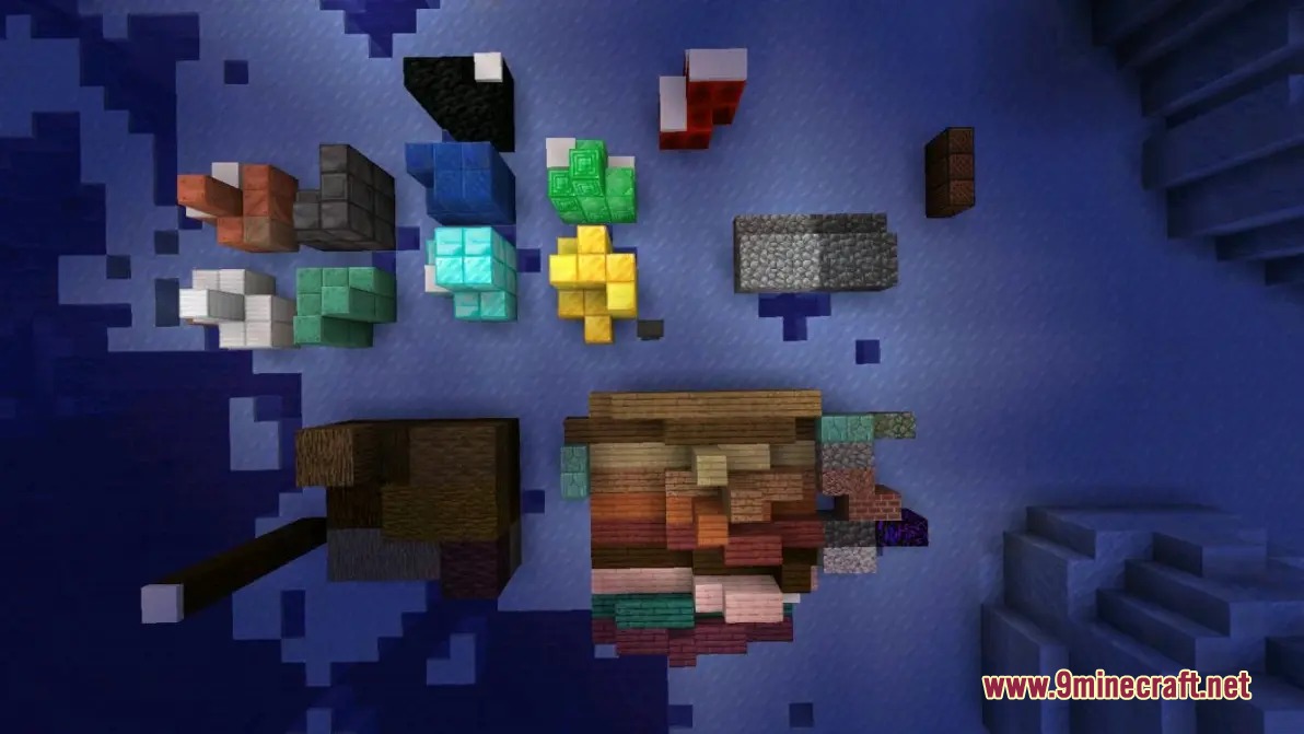 Featured Old Textures and New Resource Pack Screenshot 1 Various Minecraft blocks showing a mix of classic and modern textures from above