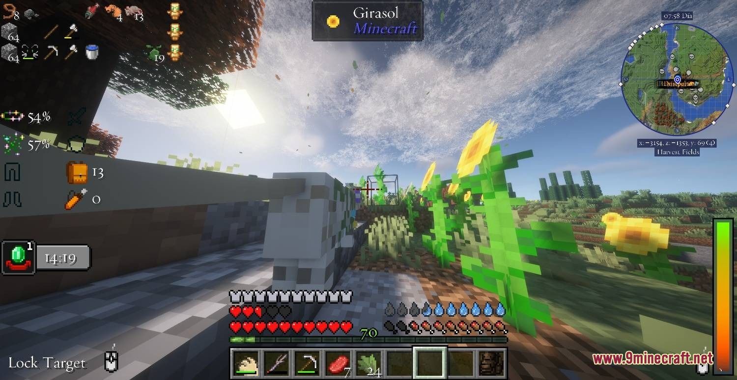 Feral Clan Wilds Mod Screenshot 7 First person view of a cat paw in a sunflower field