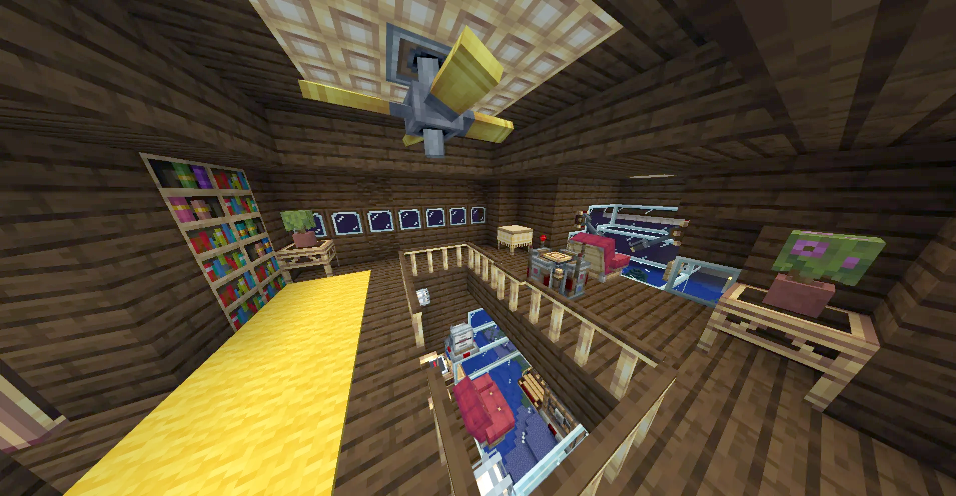 First Class Airship Schematic Screenshots 1 Interior view of the First Class Airship Schematic with a yellow carpet