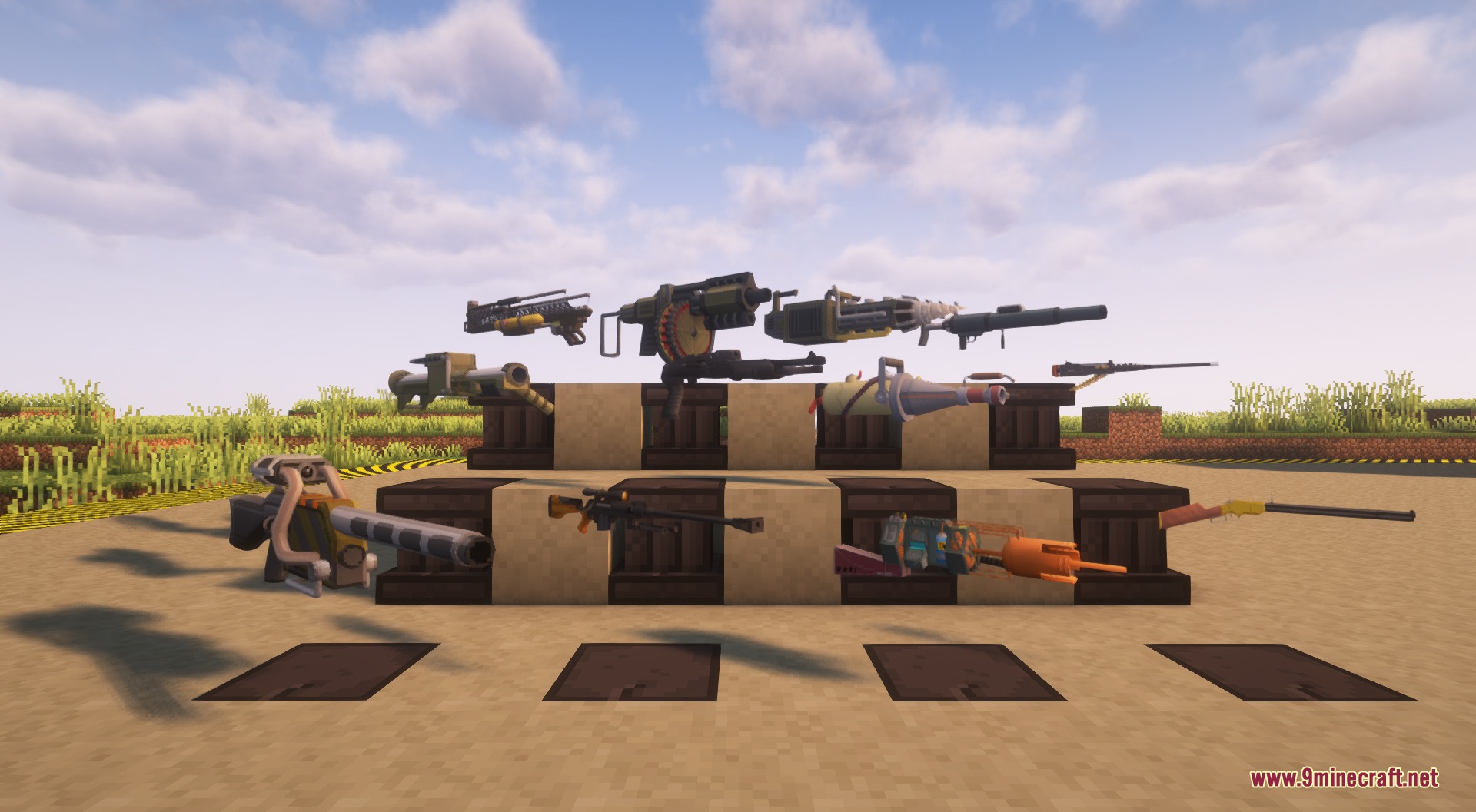 Fissionized Legacy Redux Mod Screenshot 5 Collection of custom 3D firearms and heavy weapons on blocks