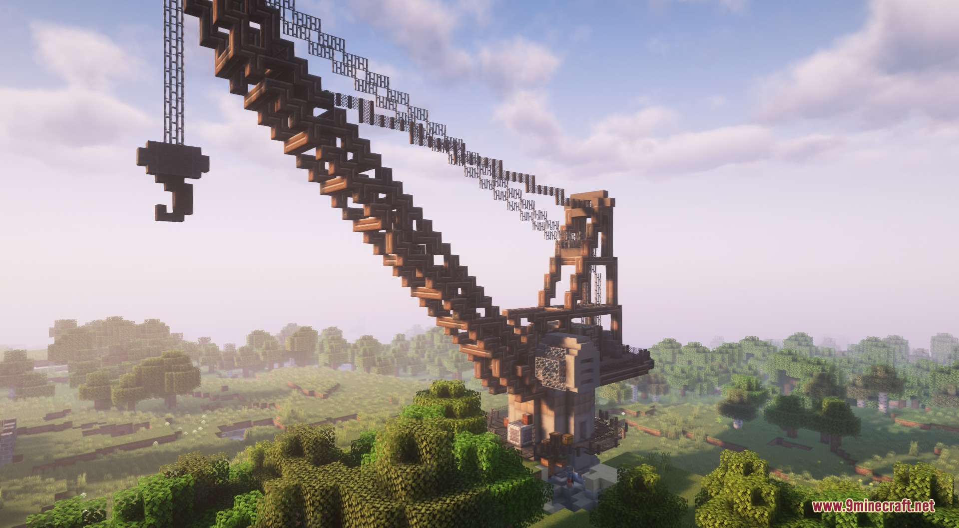 Fissionized Legacy Redux Mod Screenshot 7 Massive industrial crane structure standing tall within a dense forest biome