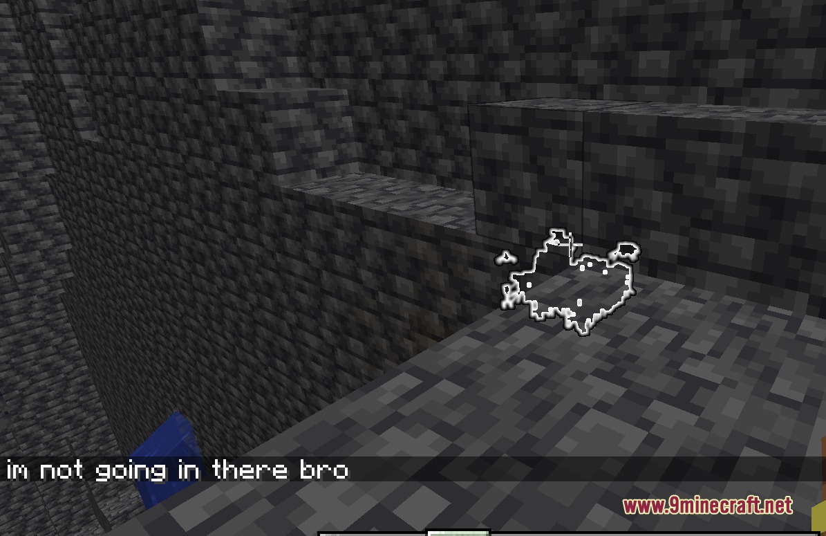 Flash 'N Light Mod Screenshot 3 Player encountering a strange glowing creature outline in a dark underground cave