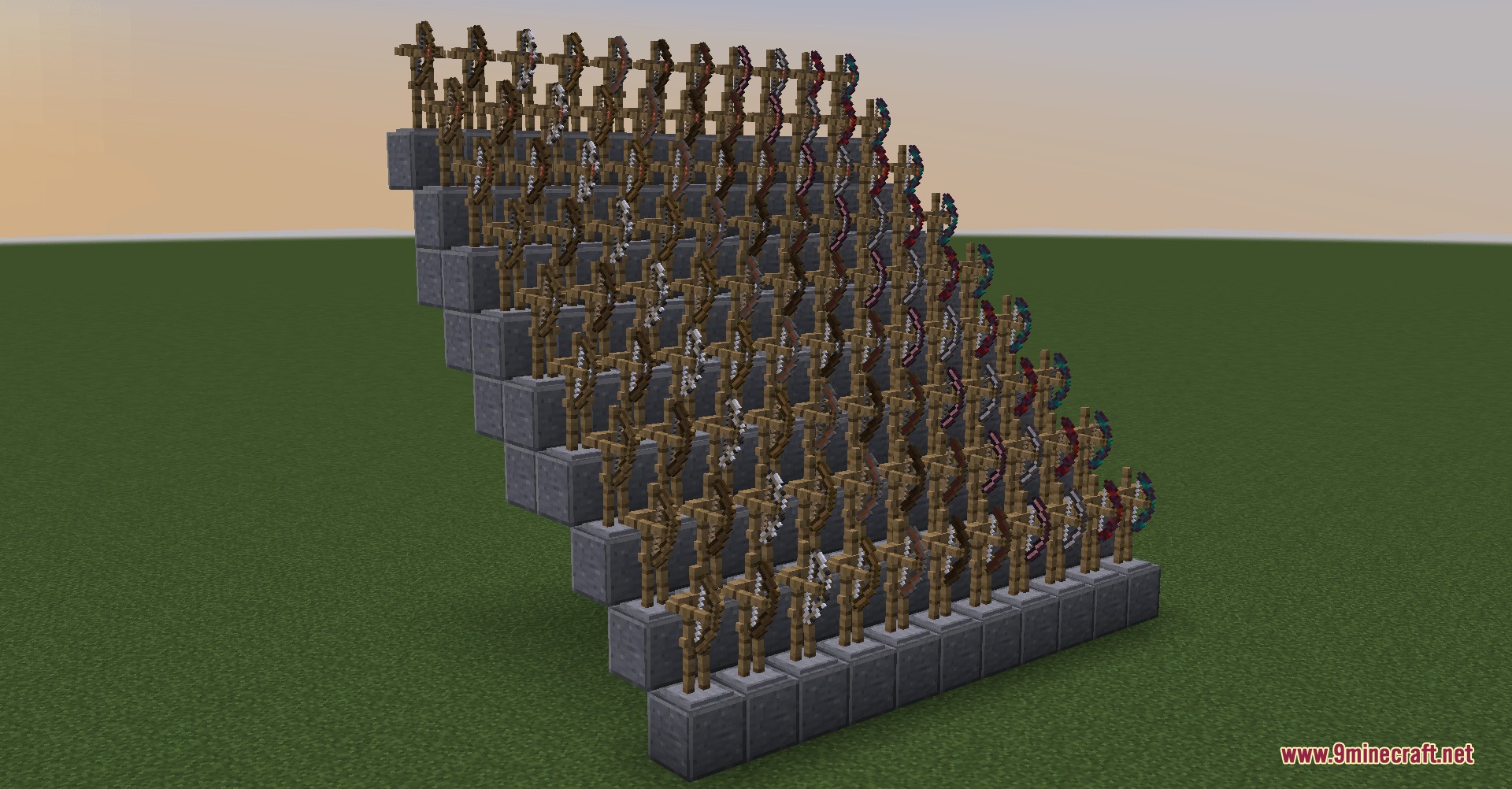 Fletcher's Trestle Archery Mod Screenshot 4 Fletchers Trestle Archery Mod features many unique bow designs on armor stands