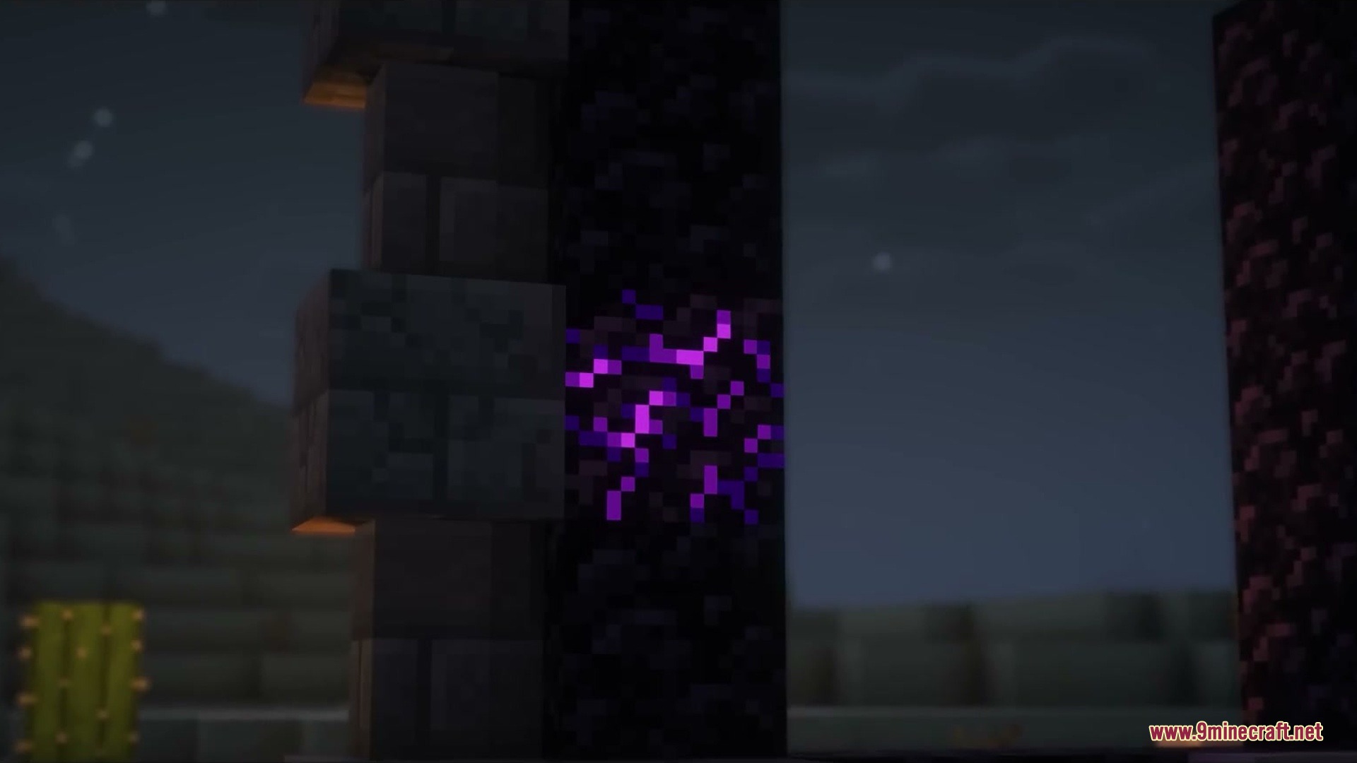 Fluid Motion Engine Resource Pack makes crying obsidian blocks glow with purple energy