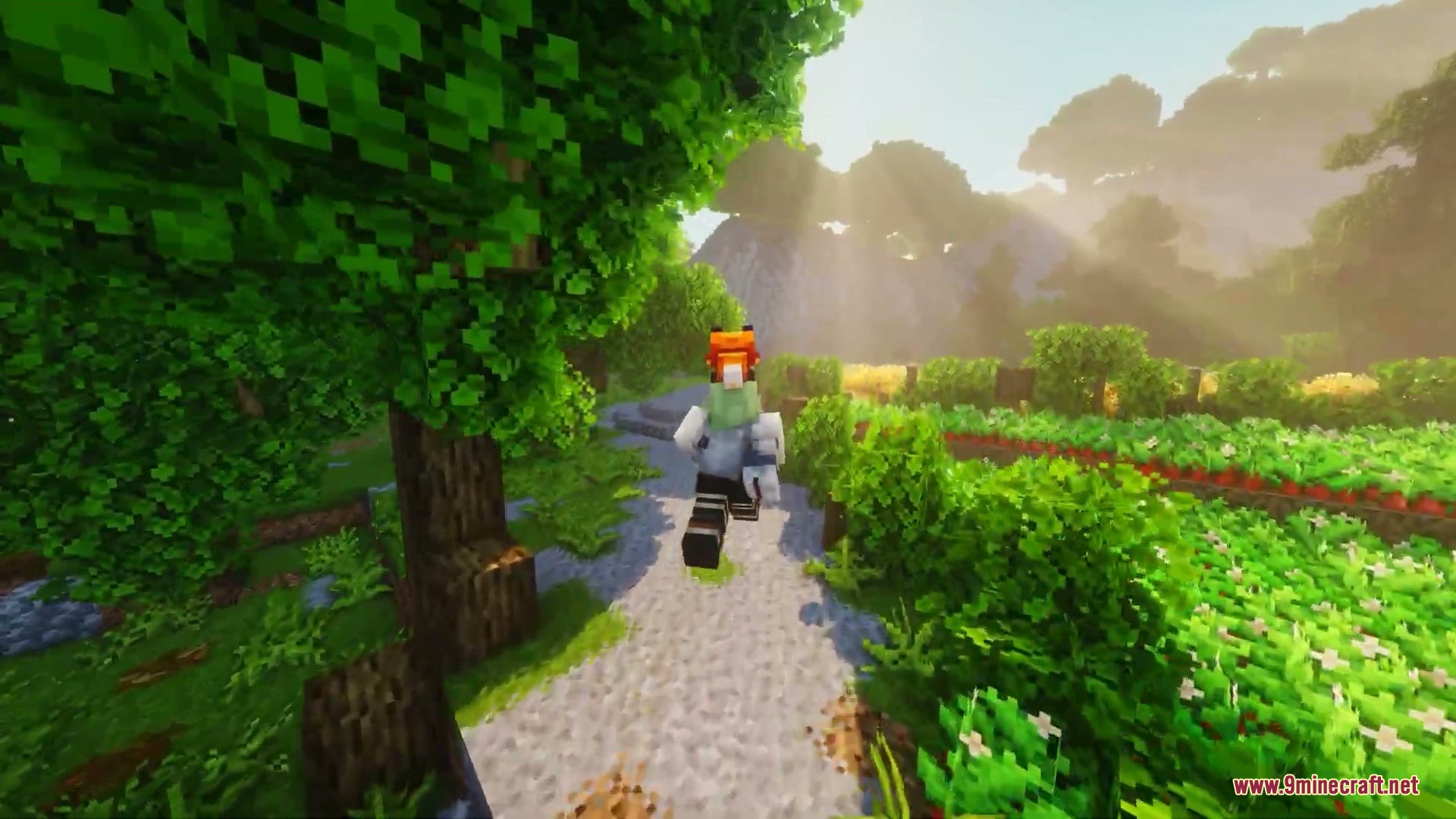 Player character running through a lush forest with smooth and natural movement animations