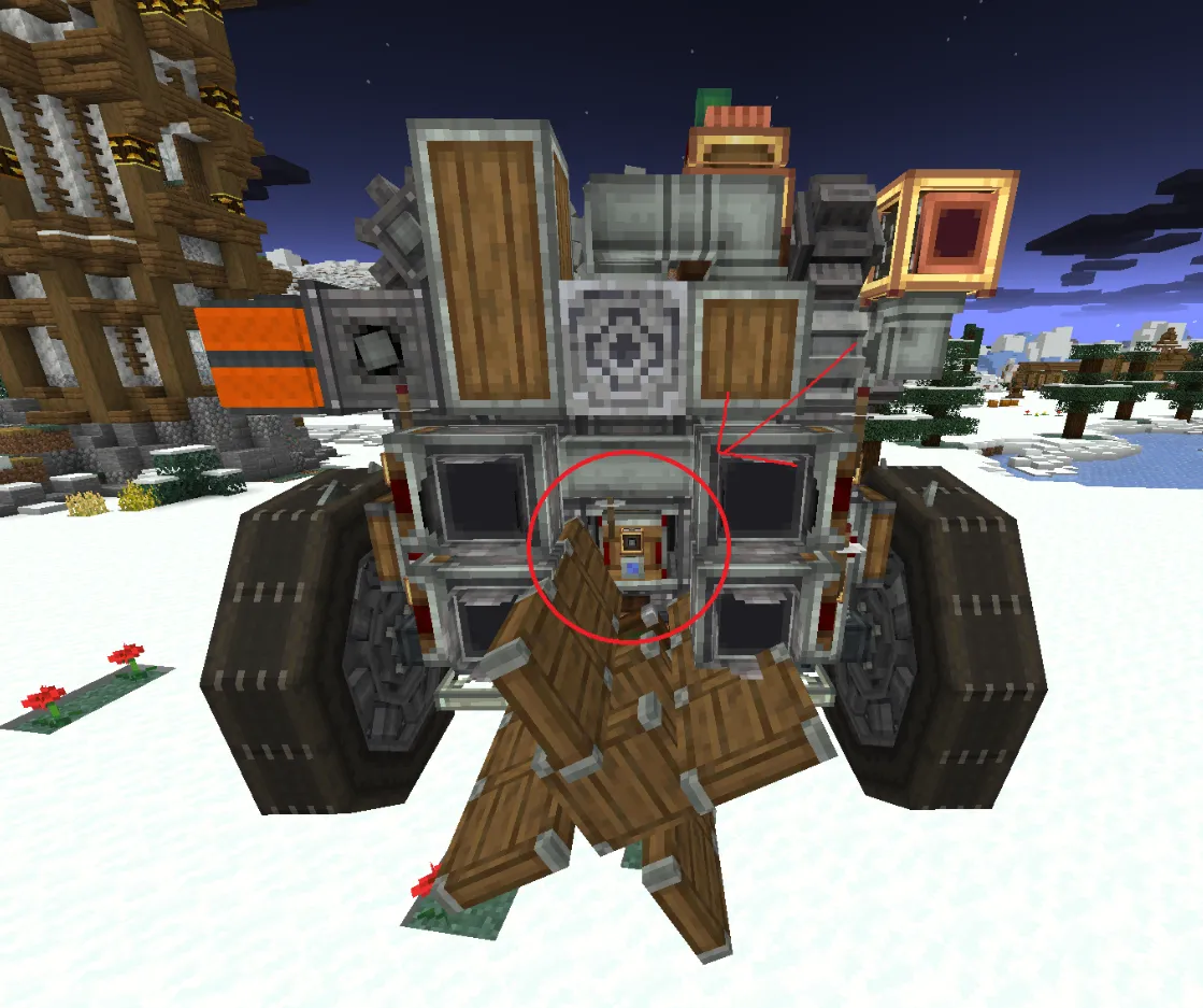 Flying Car Schematic Screenshots 3 Rear view of the car highlighting the redstone link for reverse frequency