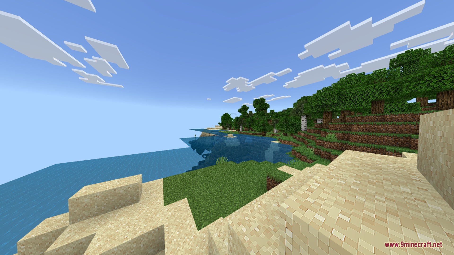 Foxay shader enhances the coastal landscape with bright colors and clear skies