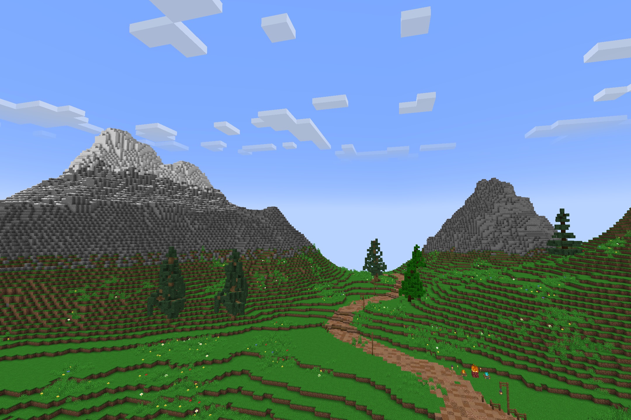 Fps Boost Pack by Verse Playz XD Resource Pack Screenshot 6 A dirt path winding through green hills toward distant snow capped mountains