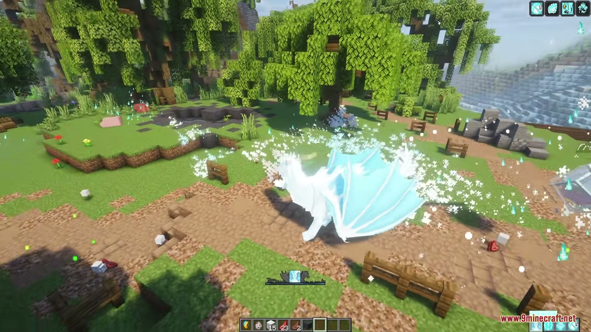 Frostfire Dragon Dragon Survival Add on Mod Screenshot 7 A white Frostfire Dragon releases a powerful blast of ice and fire magic