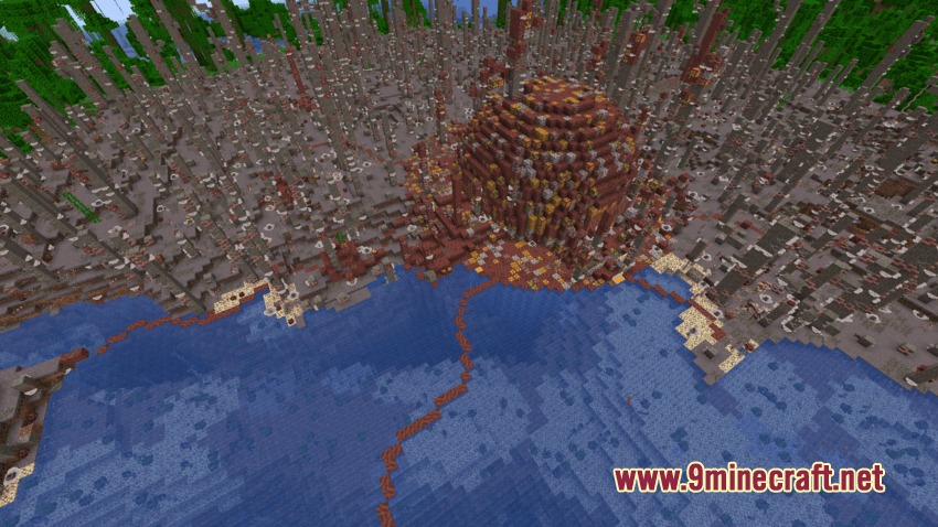 Fungal Infection Spore Infnexus Mod Screenshot 3 Large fungal Nexus core corrupting the landscape near a body of water
