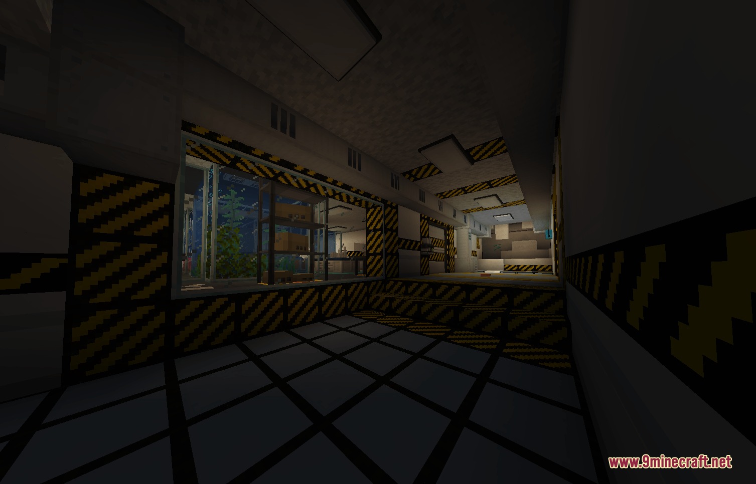 Fur Mutage mod features a dark industrial facility with yellow hazard stripes