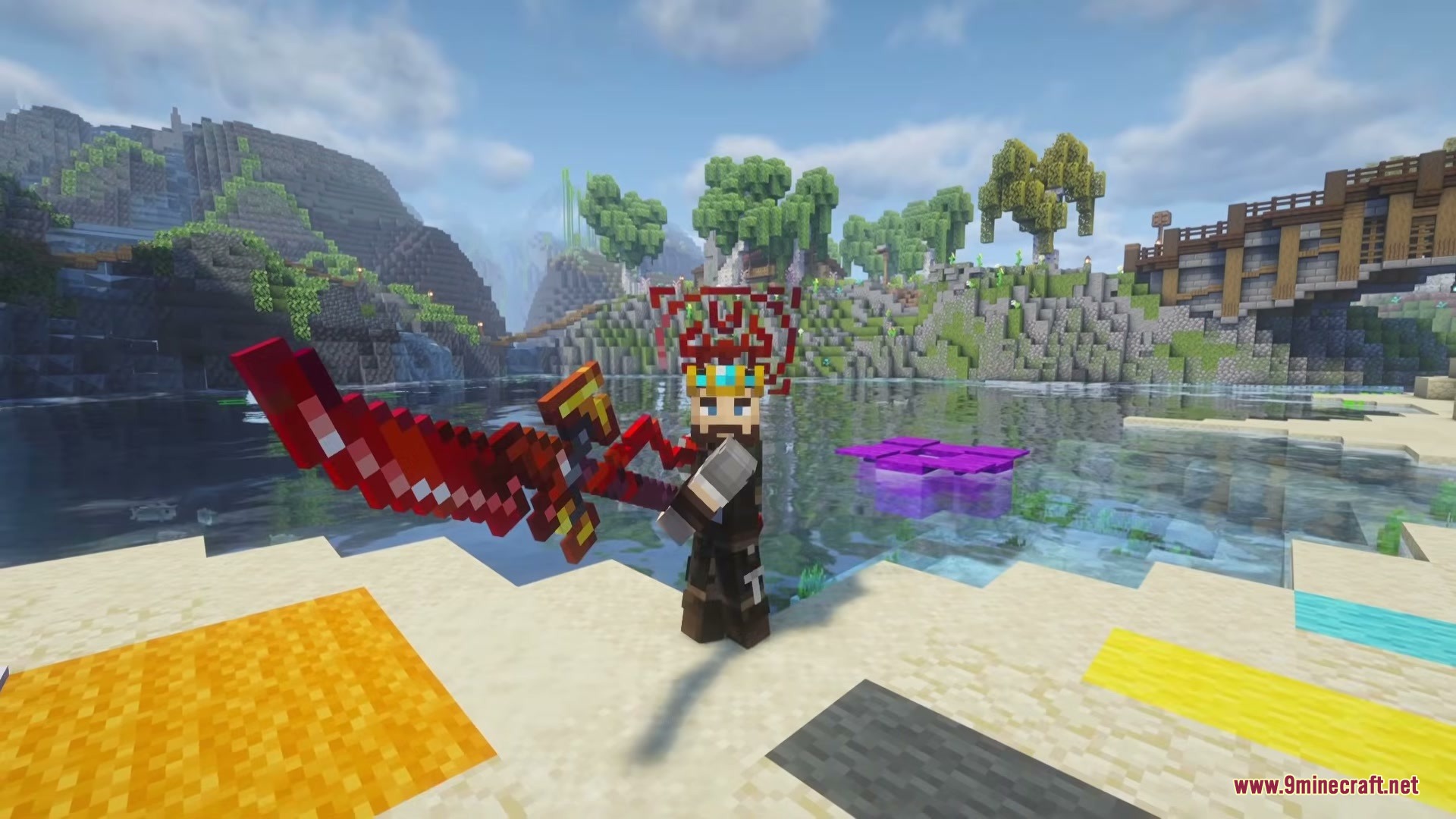 Furious N Grogeous' Mod Screenshot 2 Minecraft character activating a combat skill with a large red sword