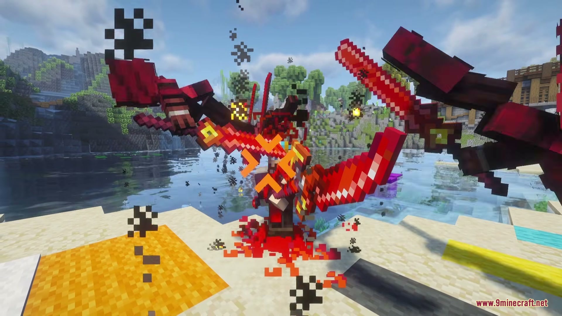 Furious N Grogeous' Mod Screenshot 3 A player character activates a powerful red combat skill with a large sword