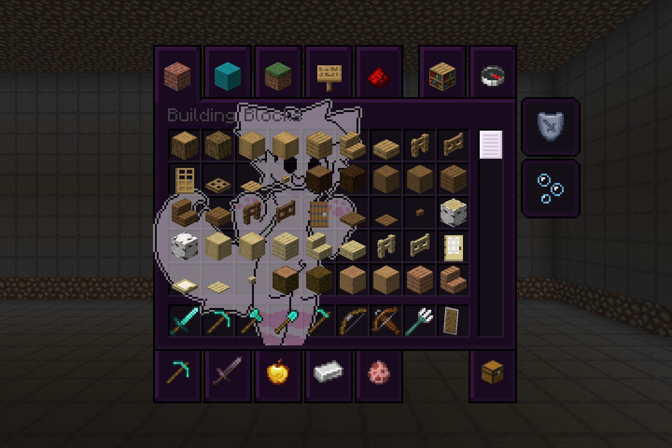 Furry in Inventory Resource Pack Screenshot 1 Furry in Inventory Resource Pack adds custom character art to the creative menu