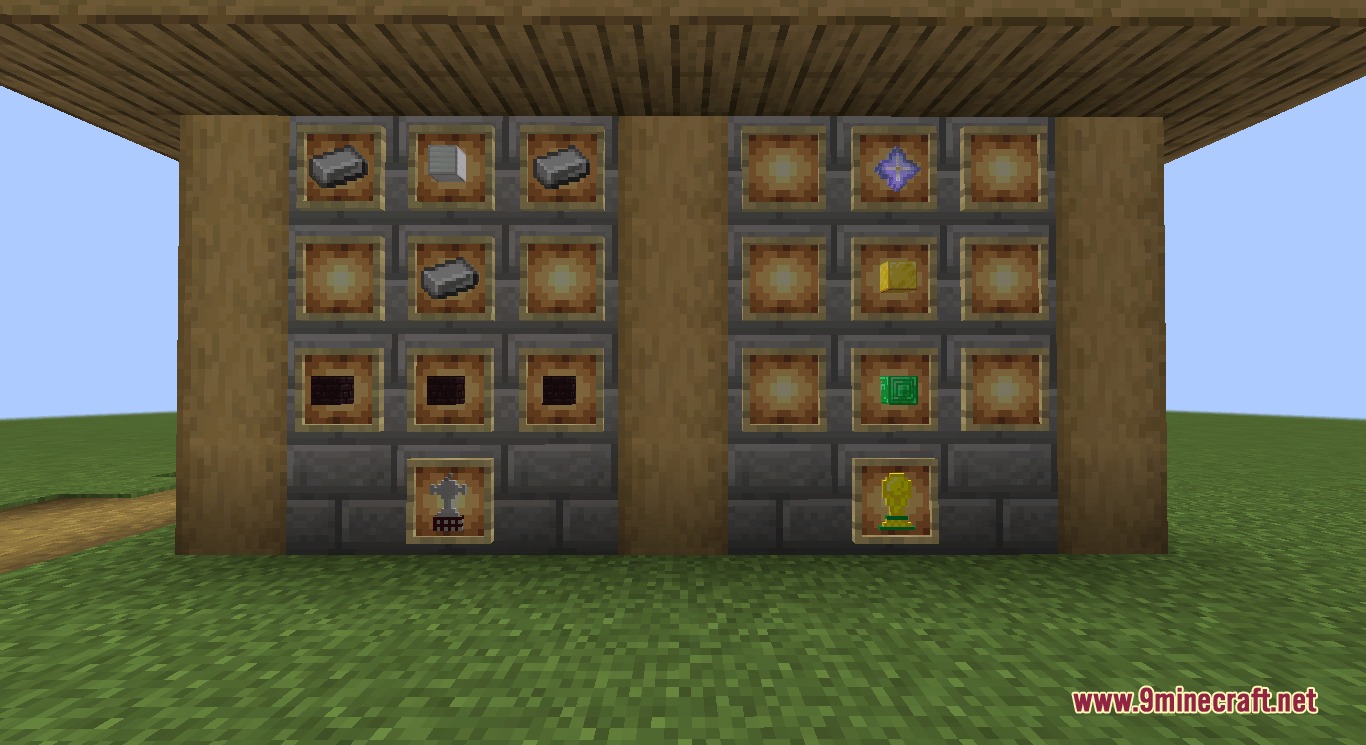 Futbol Argentino Mod Screenshot 8 Item frames showing crafting recipes for trophies in the Futbol Argentino Mod