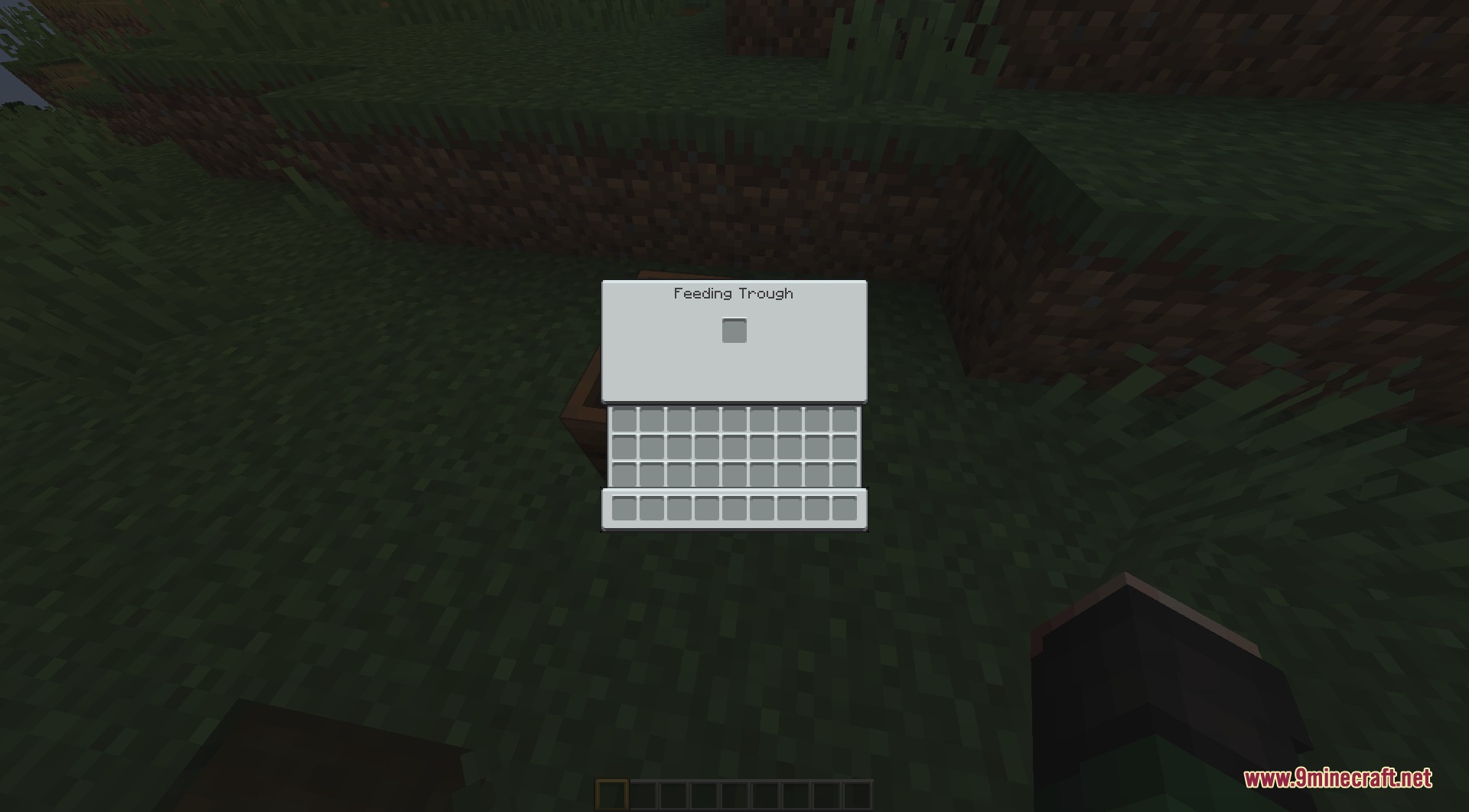 GUI Revision Compats Resource Pack Screenshot 4 The feeding trough menu features a minimalist white design for item storage