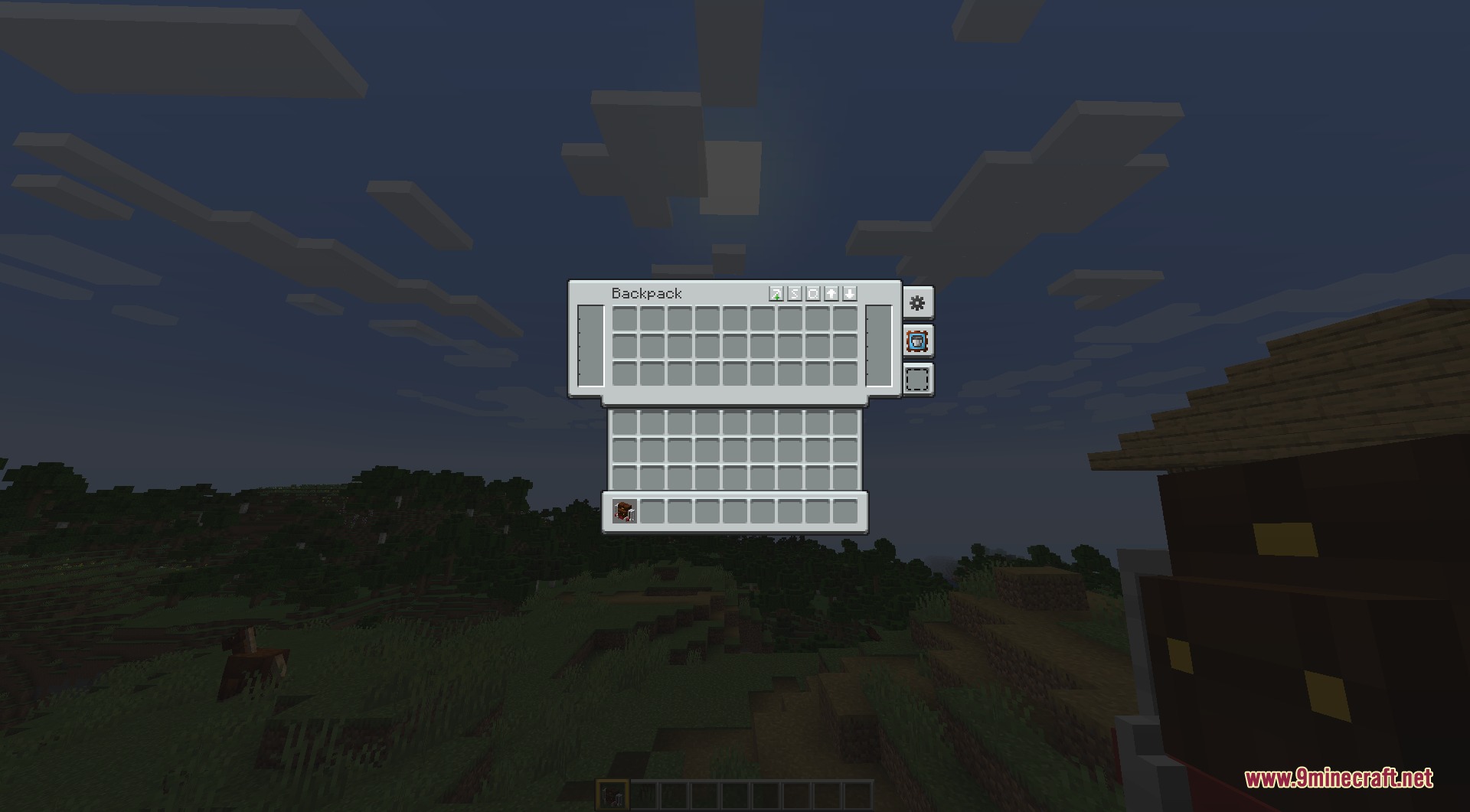 GUI Revision Compats Resource Pack Screenshot 7 A clean white backpack inventory interface with many empty storage slots