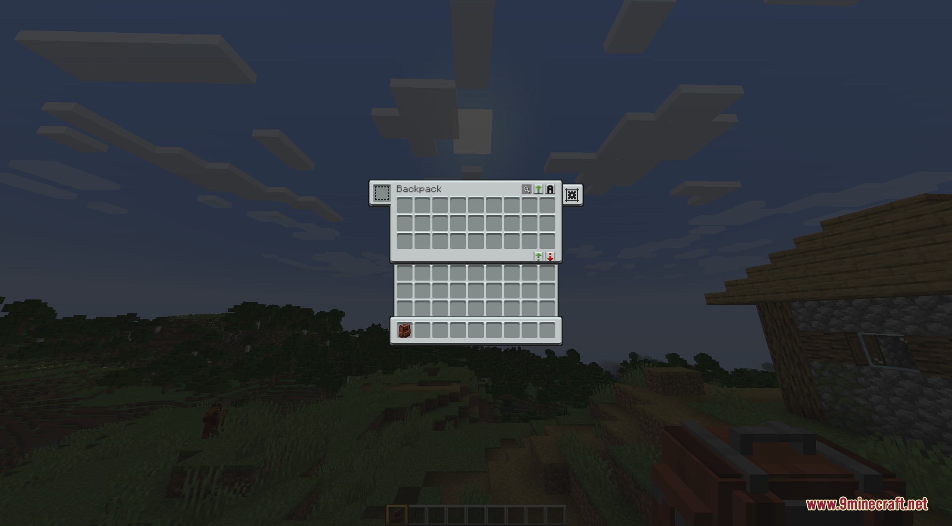 GUI Revision Compats Resource Pack Screenshot 8 A light themed backpack menu showing various item slots and player inventory