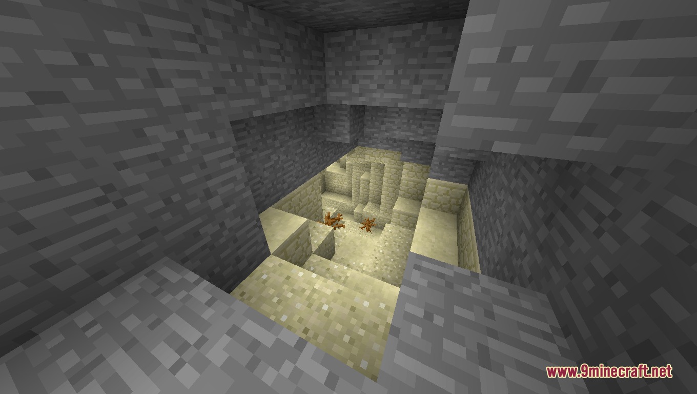 Gaia Tweaks Mod Screenshot 3 A small underground desert biome with sand blocks and dead bushes