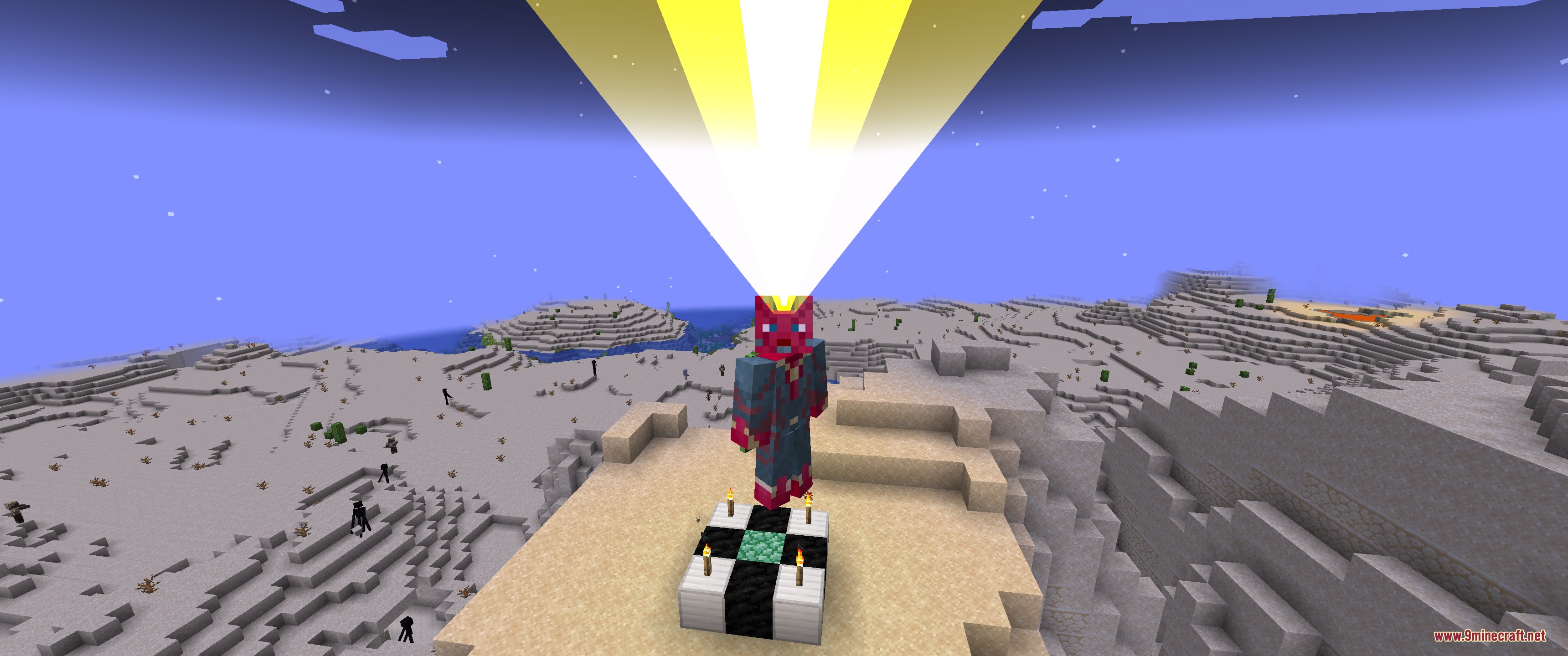 Vision character performing a Galactus ritual with a massive beam of yellow light