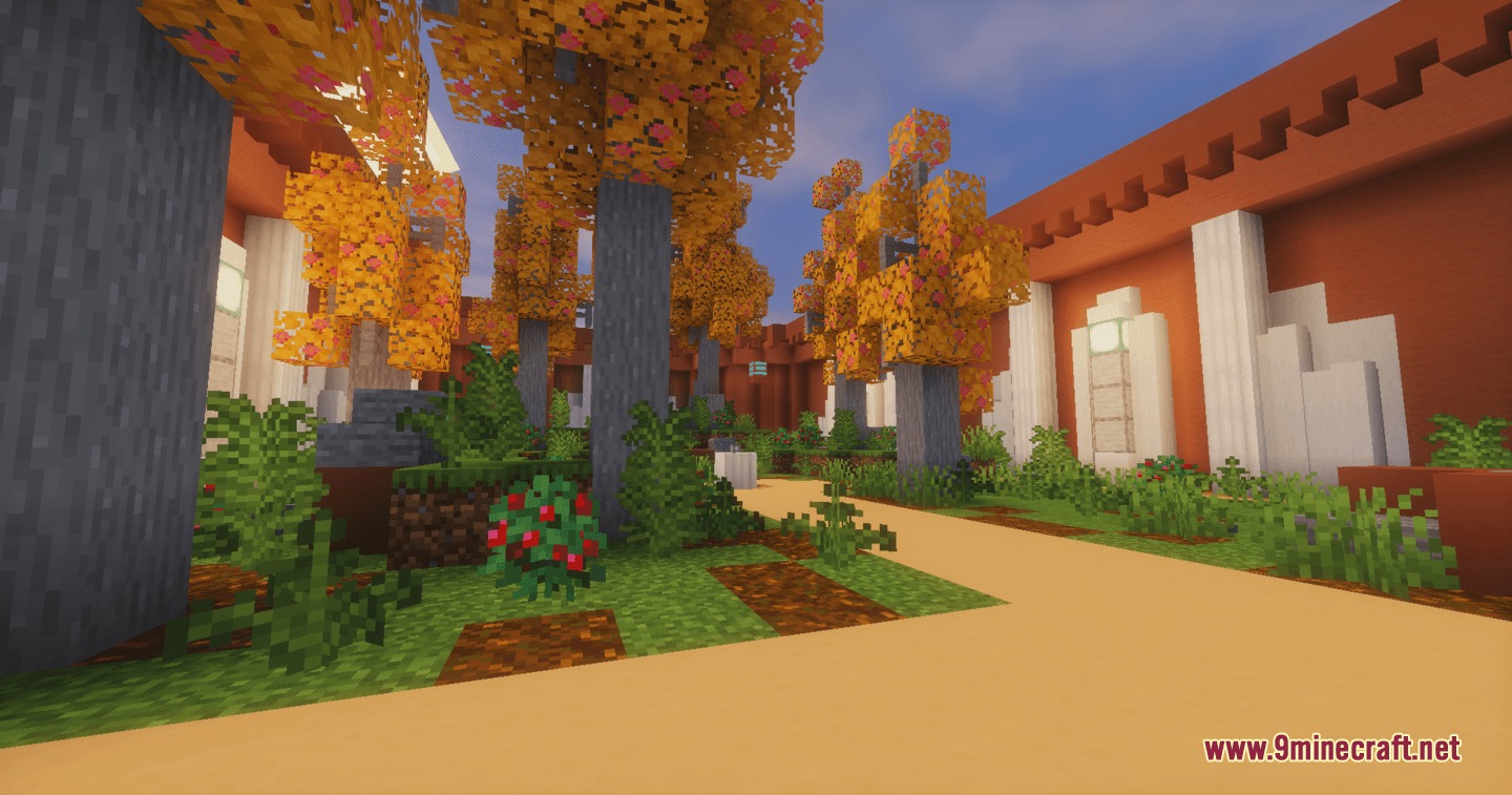 Galaxy Under Chaos a Star Wars Experience Mod Screenshot 4 Peaceful garden with orange trees and white stone pillars on planet Tython