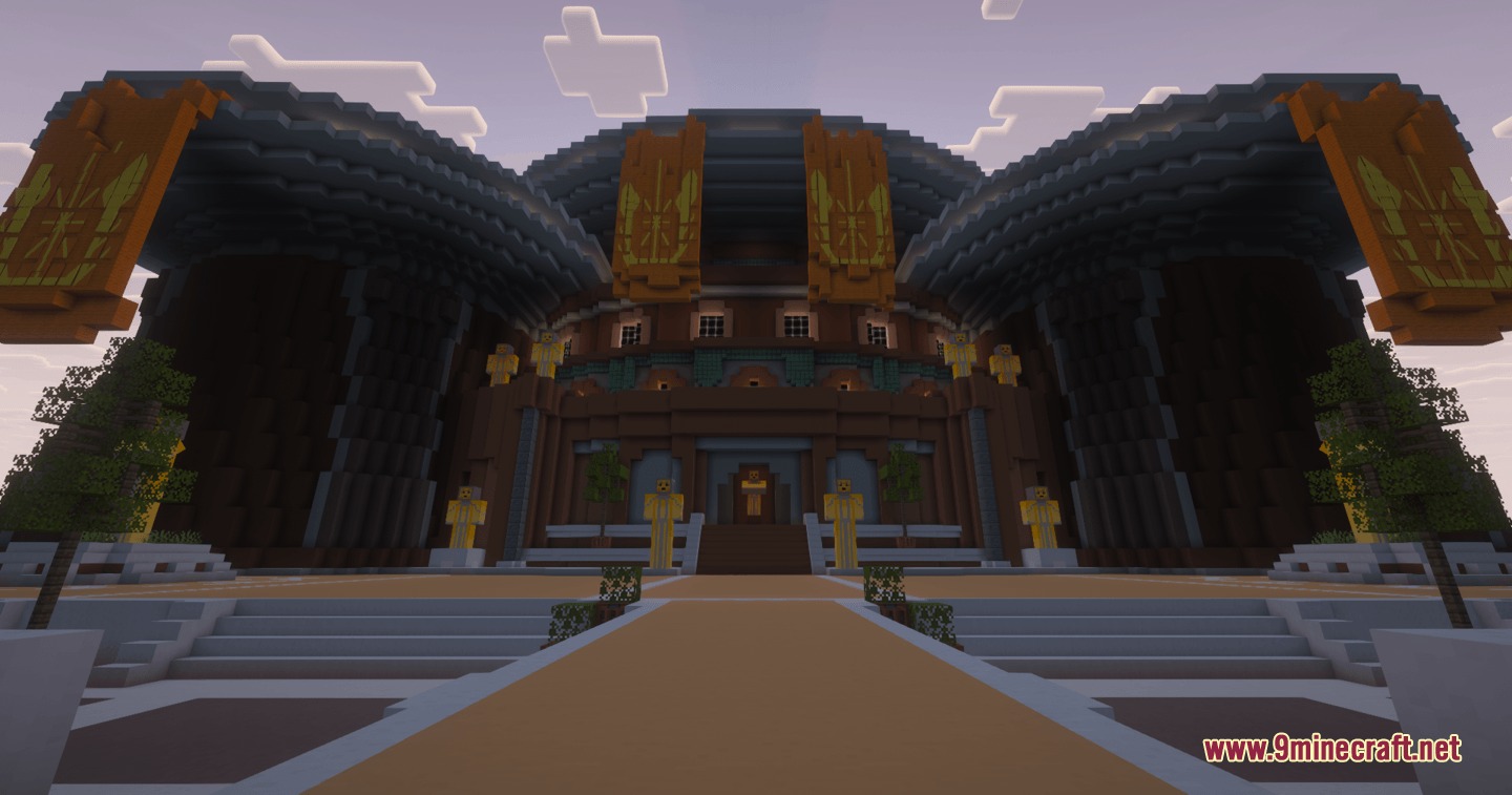 Galaxy Under Chaos a Star Wars Experience Mod Screenshot 6 Massive temple exterior with large banners and wide stone entrance steps
