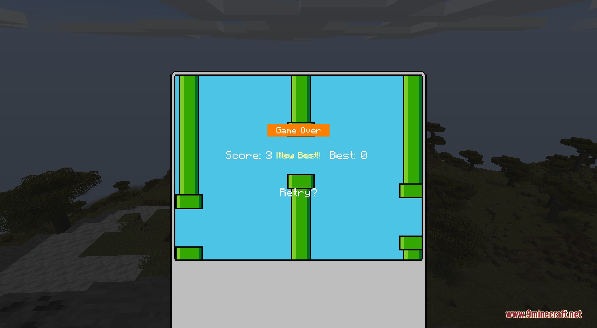 Gamer's Glee by DiamondWalker Mod Screenshot 7 Handheld console interface showing a game over screen for Flying Chicken minigame
