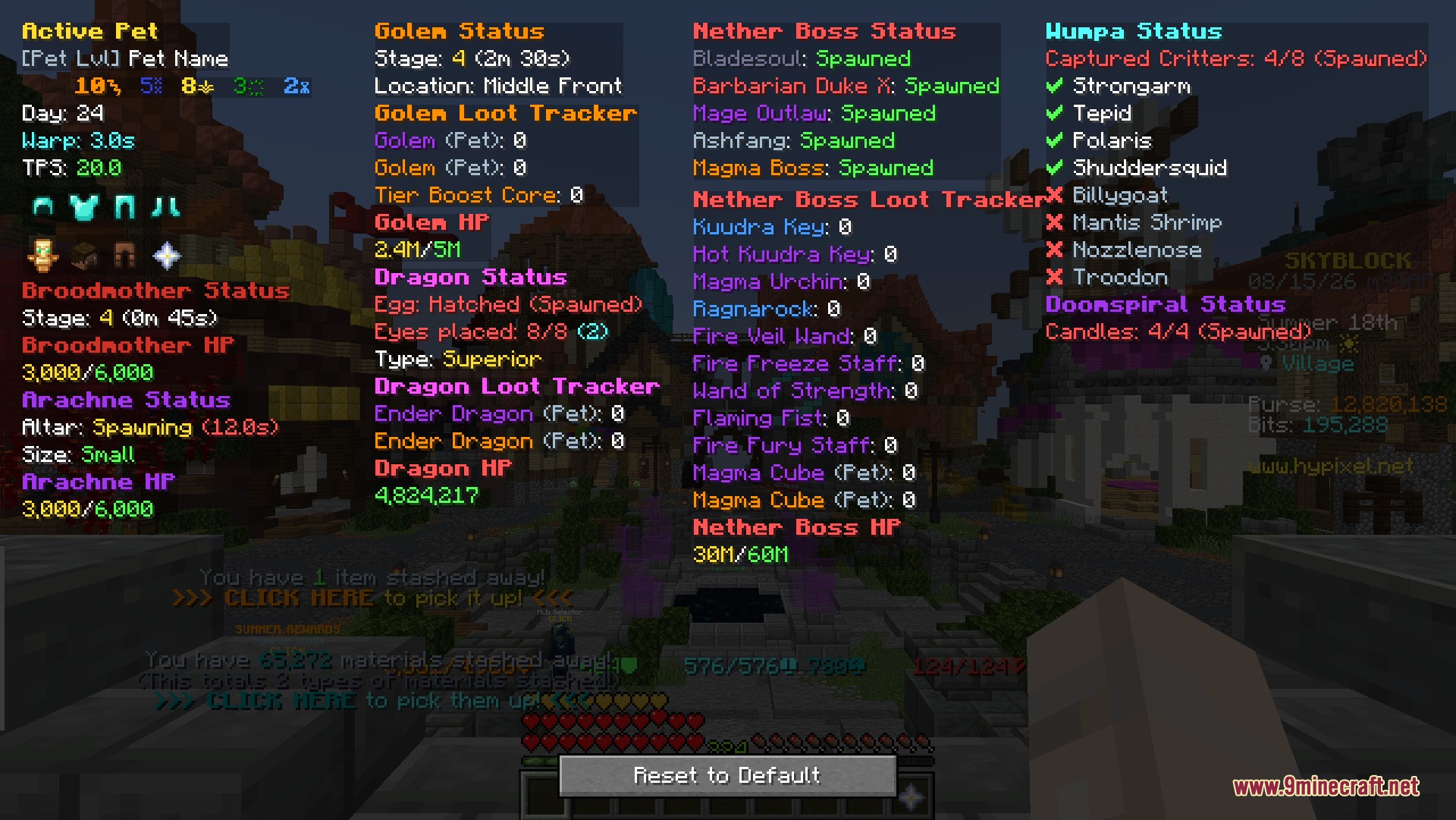 Gan Kura Mod Screenshot 1 Gan Kura Mod displays boss status and loot trackers on the screen