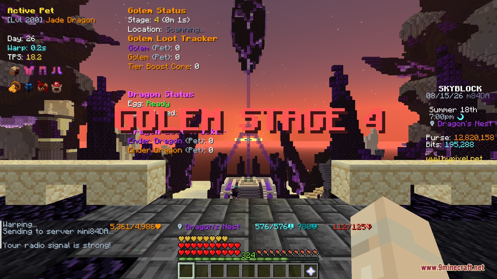 Gan Kura Mod Screenshot 2 Large text on screen indicates the fourth stage of golem spawning in the nest