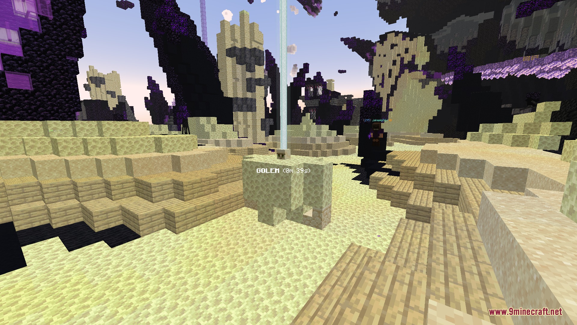 Gan Kura Mod Screenshot 3 A beacon beam and timer track the End Stone Protector boss spawn