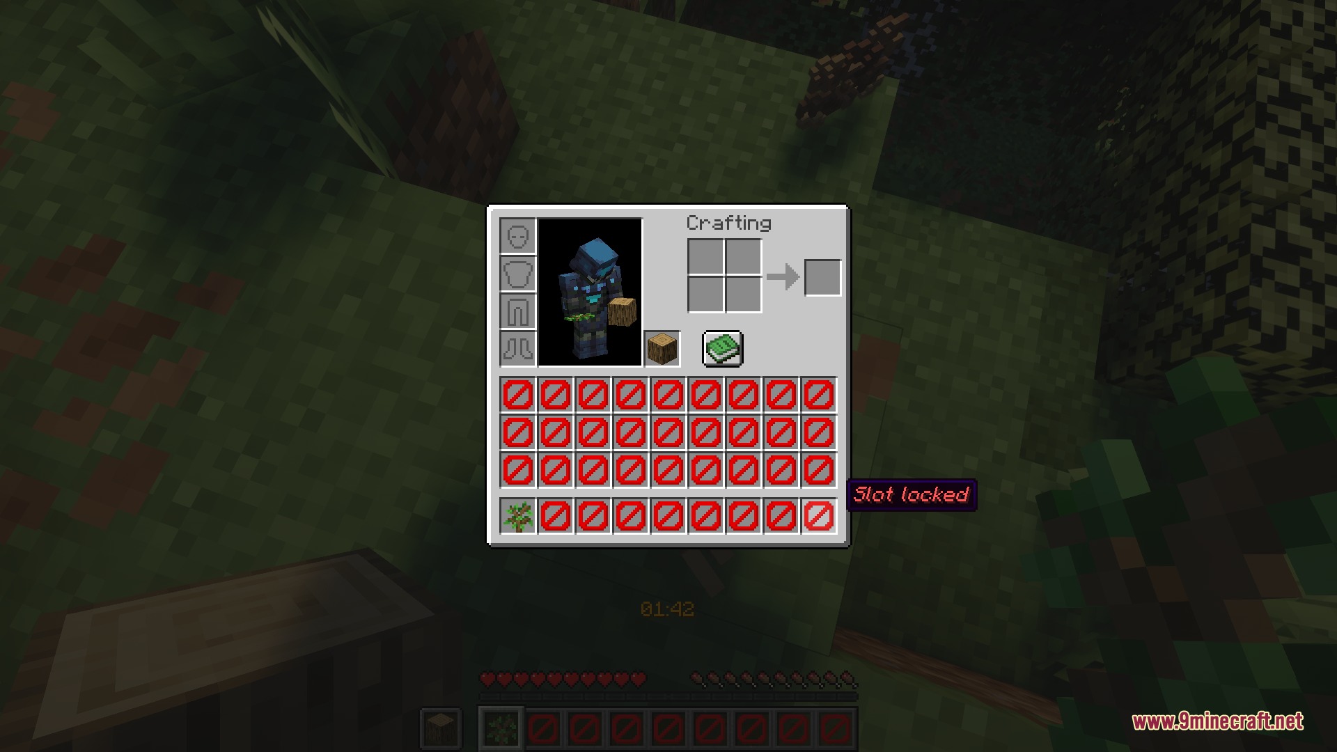 Gauntlet Grid Prime Mod Screenshot 2 The inventory screen shows most item slots locked with red barrier icons