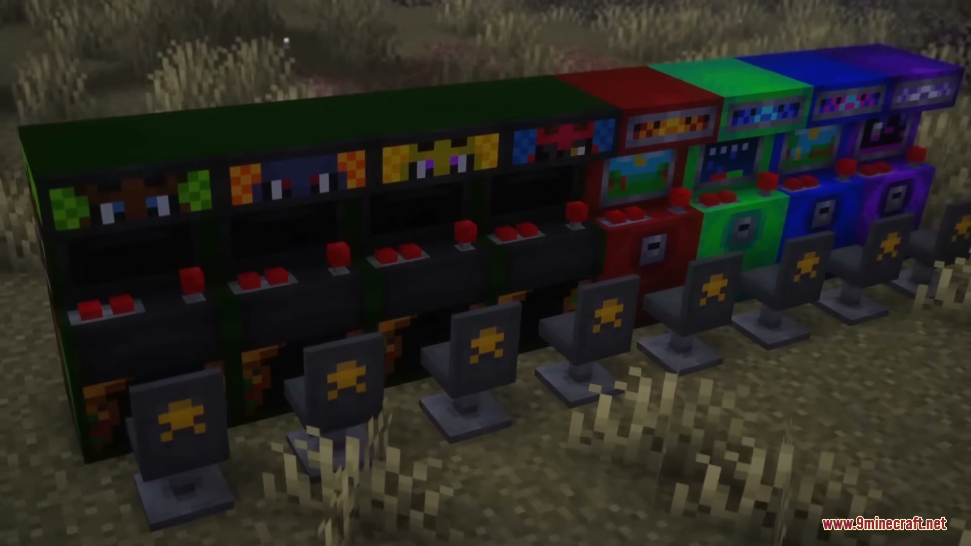 Generic FNAF Modification Mod Screenshot 9 Colorful arcade machines and chairs from the Generic FNAF Modification Mod