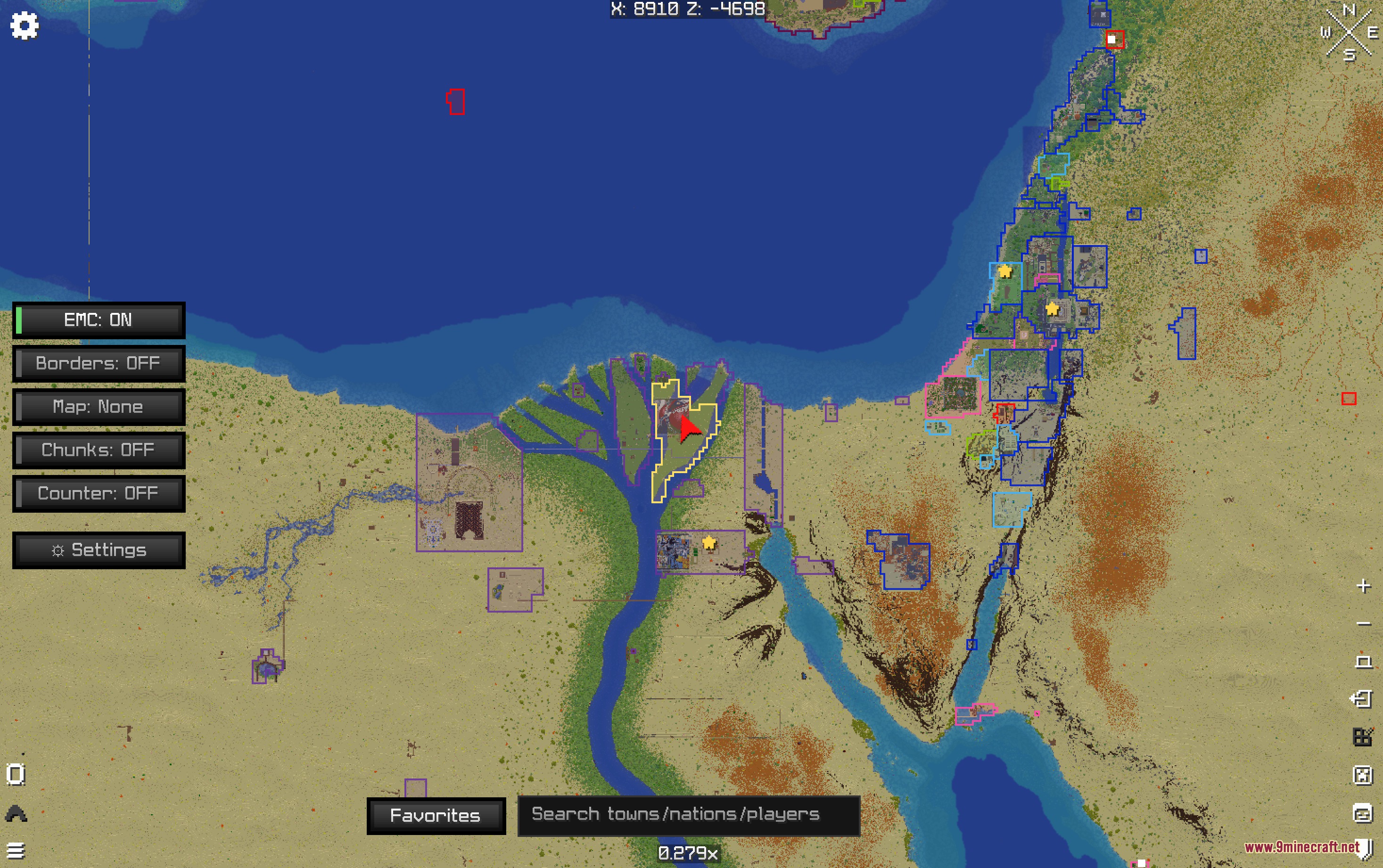 Geopolitical Radar Extension Mod Screenshot 3 Geopolitical Radar Extension Mod showing town claims on a map of Egypt