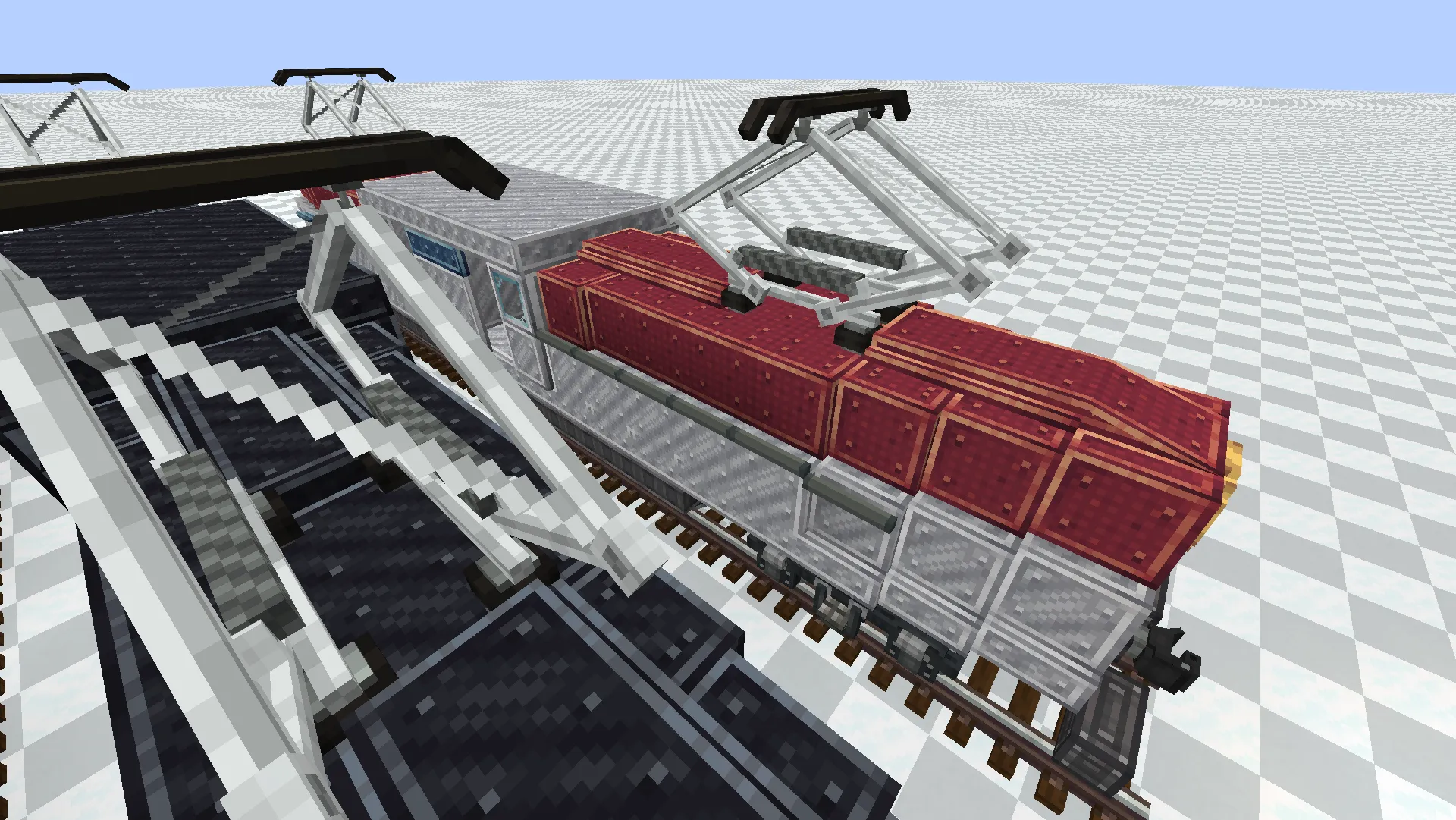 Gg1 Locomotive Schematic Screenshots 5 Close up view of a red and silver electric locomotive on tracks
