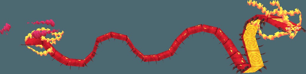 Giant red fiery centipede monster model from the Gmore Mons data pack