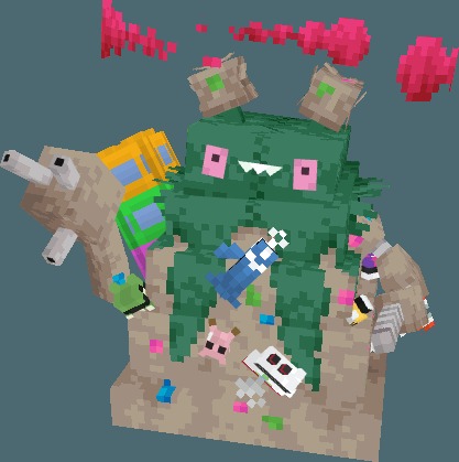 Gigantic blocky Garbodor creature with pink clouds floating above its head