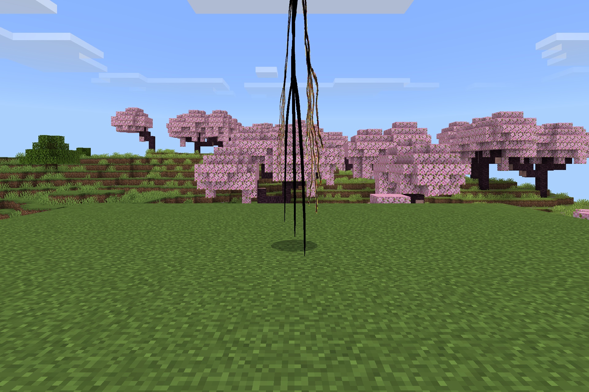 Goat Stalker Addon Screenshot 5 A tall dark creature standing in front of a cherry blossom forest
