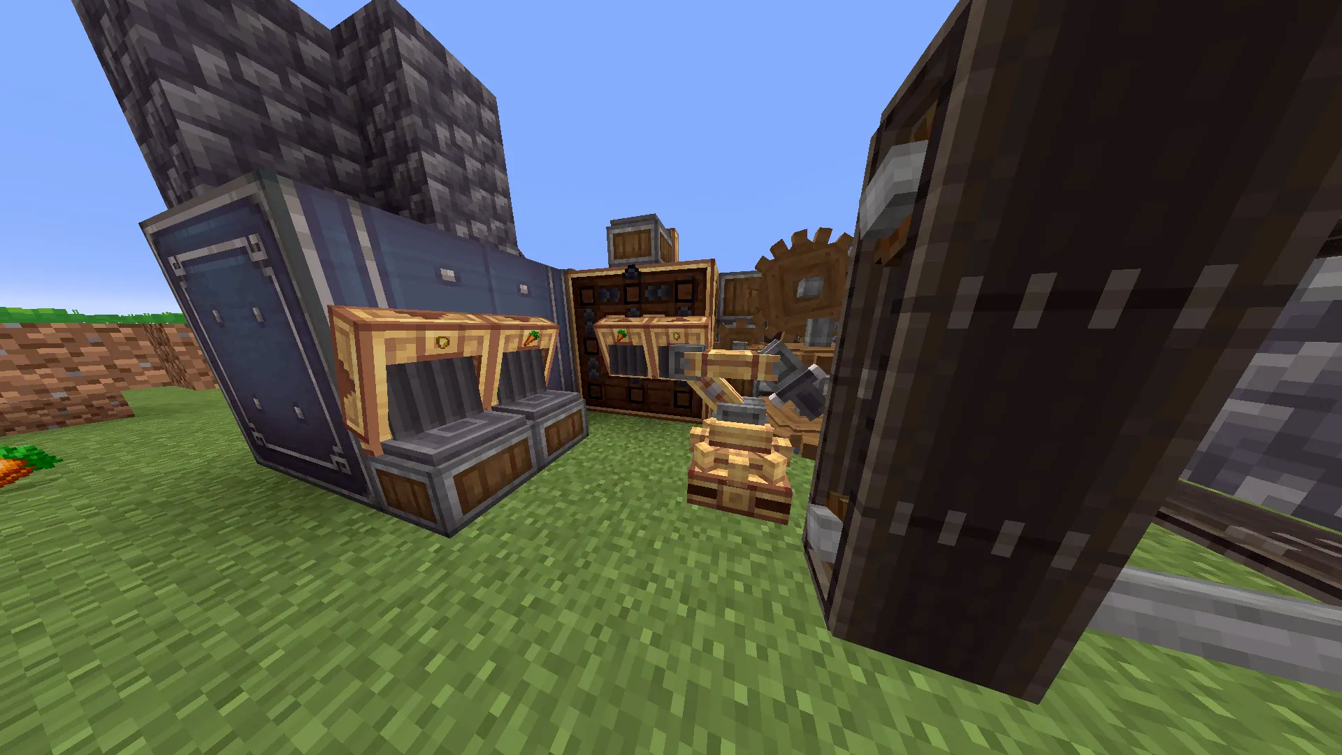 Golden Carrots Farm Schematic Screenshots 1 Mechanical arms and depots processing items in an automated factory system