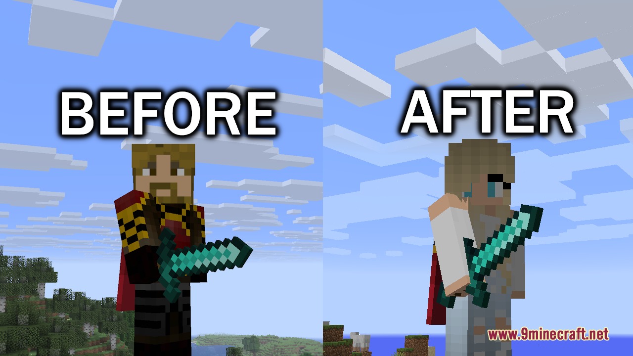 Side by side comparison of modern and classic sword holding animations
