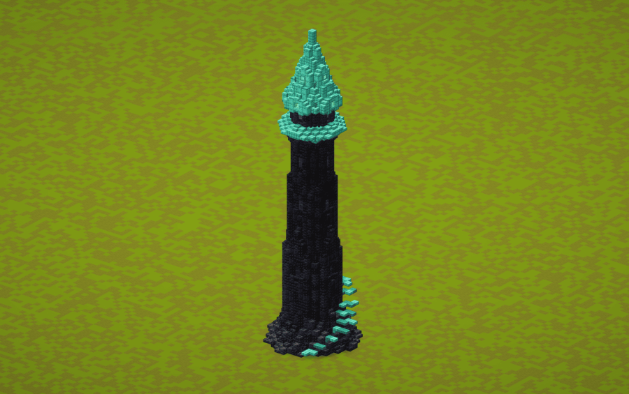 Gothic Copper Tower Schematic Screenshots 1 Gothic Copper Tower built with dark deepslate and bright teal oxidized copper blocks