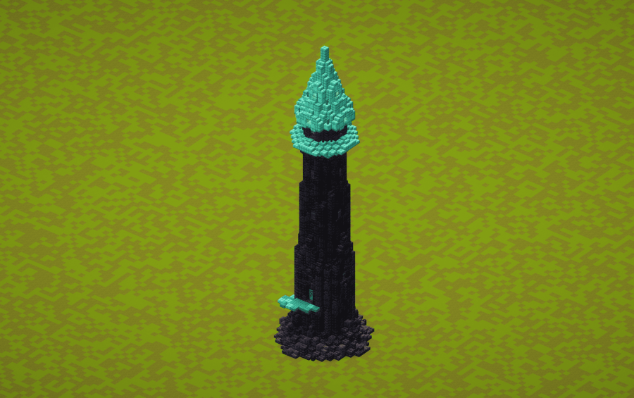 Gothic Copper Tower Schematic Screenshots 3 A tall gothic tower with dark deepslate walls and a teal copper roof