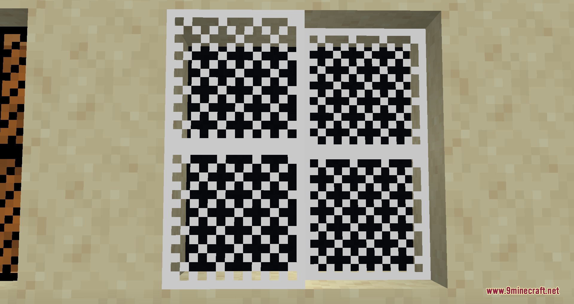 Gothiclily's Glass Pack Resource Pack Screenshot 5 White stained glass pane with a black and white checkered pattern