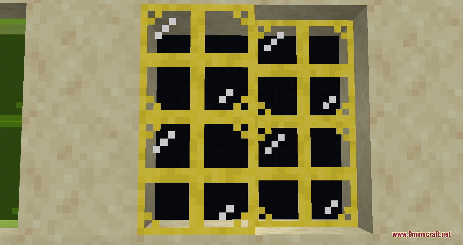 Gothiclily's Glass Pack Resource Pack Screenshot 6 Yellow stained glass pane with a golden grid and white highlights