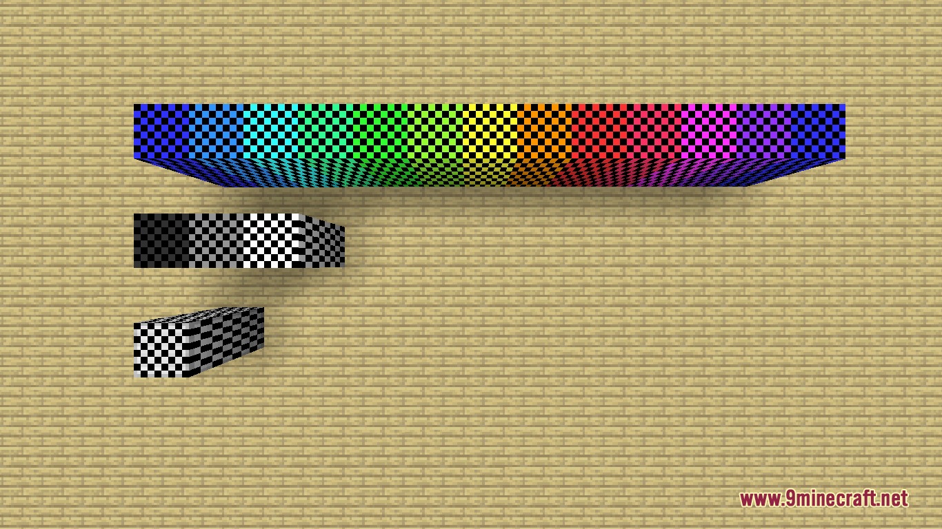 Grandmaster's Gambit Mod Screenshot 6 Rows of colorful checkered blocks displayed on a wooden plank floor