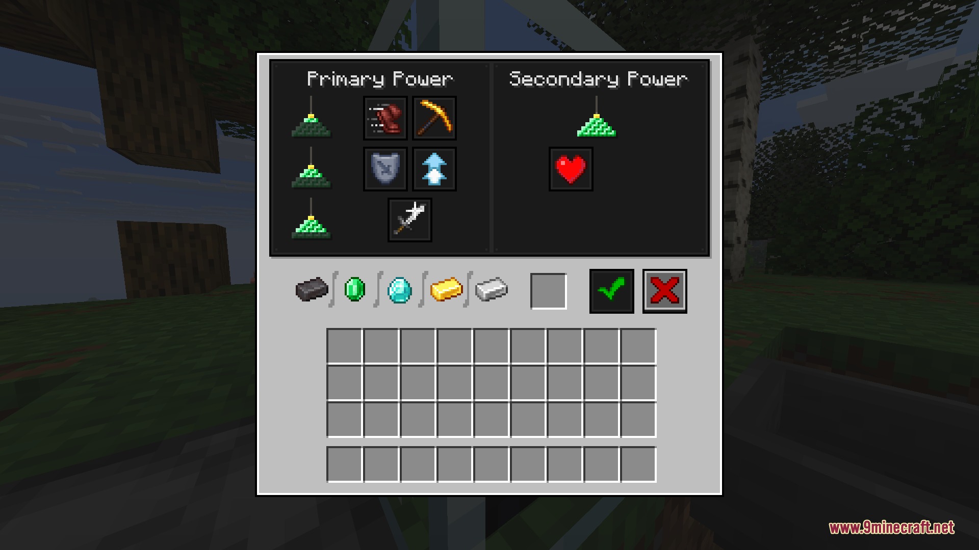 Gravel GUI Resource Pack Screenshot 2 A clean beacon user interface showing various status effects and payment item slots